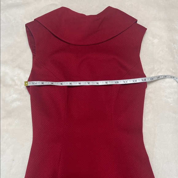 KAREN MILLEN Reverse Point Collar Pencil Dress – Deep Red – Size 2 – EUC - Picture 11 of 15